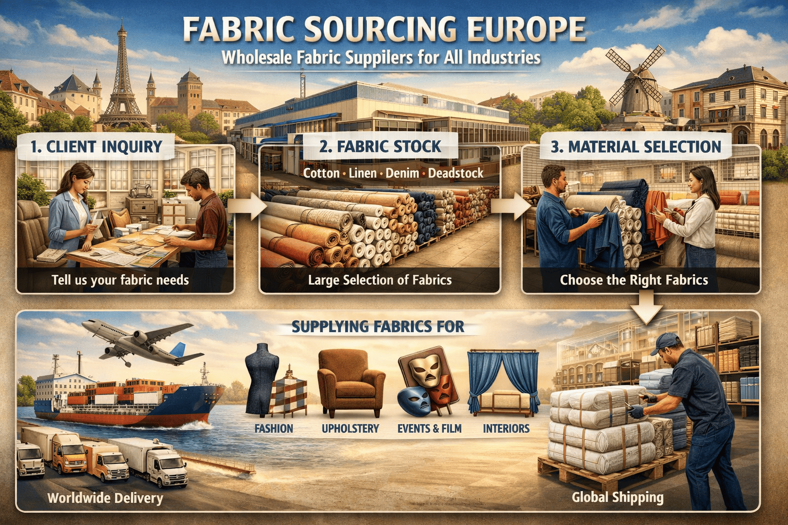fabric sourcing europe wholesale fabrics warehouse cotton linen denim