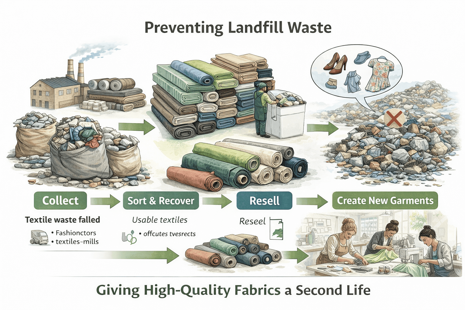 deadstock fabric process recycling sorting reuse sustainable fabrics usa